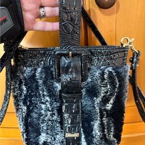 Brahmin Black and Gray Textured Bag